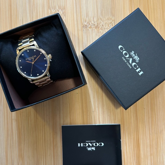 Coach Grand Watch With 36mm Navy Blue Face & Golden Bracelet - Picture 6 of 6